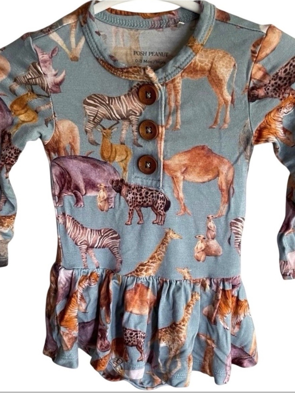 0/3 Months Posh Peanut Safari Twirl Skirt Onesie